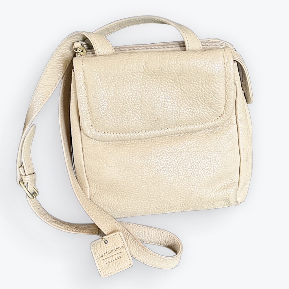 90s Minimalist Capsule Essential All-Season Pebbled Leather Bone Crossbody Bag